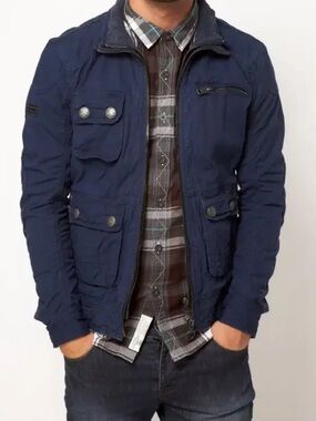 Superdry Navy Blue Utility Jacket Size XXL Kids Cotton